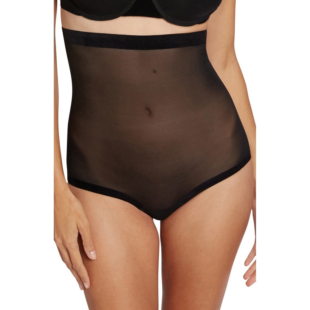 Wolford Tulle Control High-Waist Brief Black Sheer Shapewear Panty Size 10 US